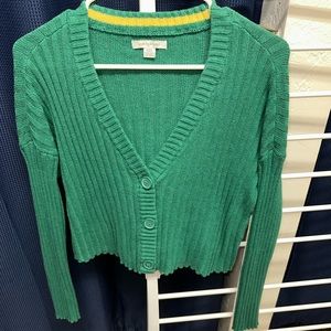 button up cropped sweater- AE